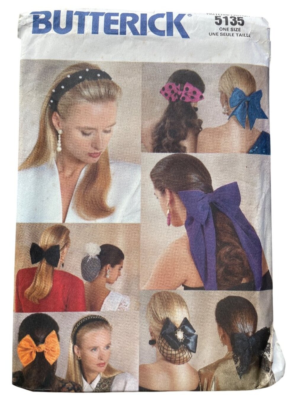90s Butterick 5135 Bow Hair Accessory Sewing Pattern Headband Fabric Craft
